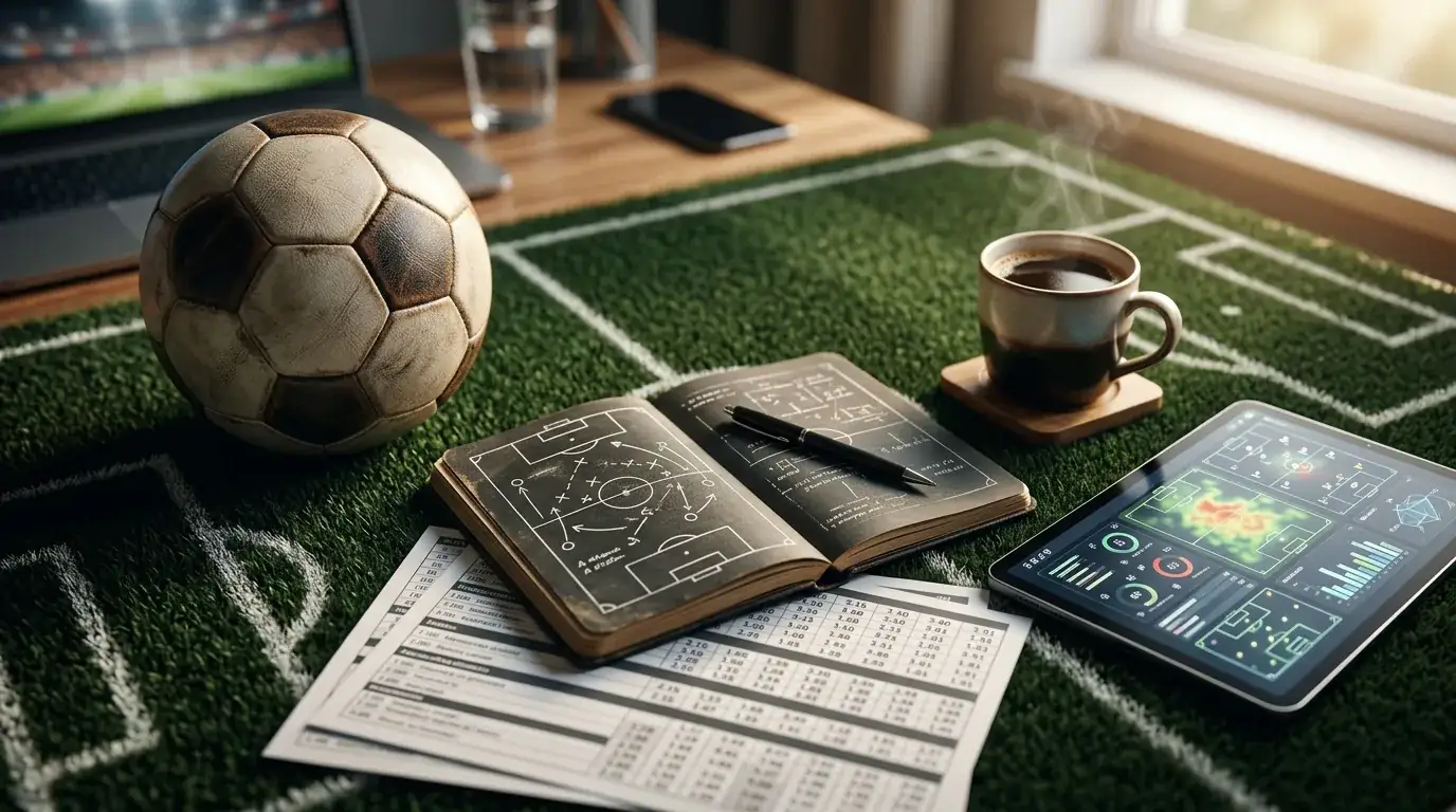 Mesa de análisis con cuotas del Mundial 2026 y un balón sobre el césped